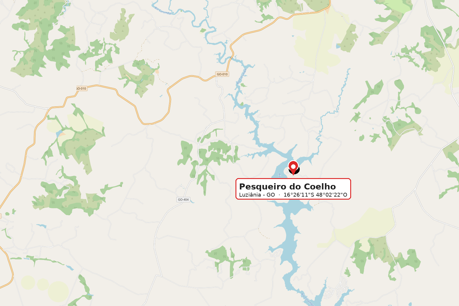 Mapa da região de Luziânia e GO-010